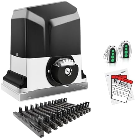 TOPENS RK1200T Automatic Sliding Gate Opener for Heavy Driveway Gates Up to 3400 lbs with Remote Control