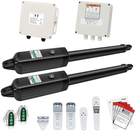 TOPENS PW502 Automatic Gate Opener for Dual Swing Gates Up to 16ft, AC Powered with Remote Kit Solar Compatible
