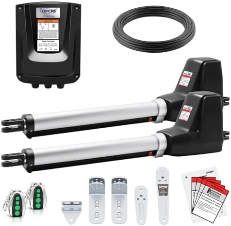 TOPENS AT602 Dual Swing Gate Opener Up to 18ft per Arm with Remote Control Kit Solar Compatible