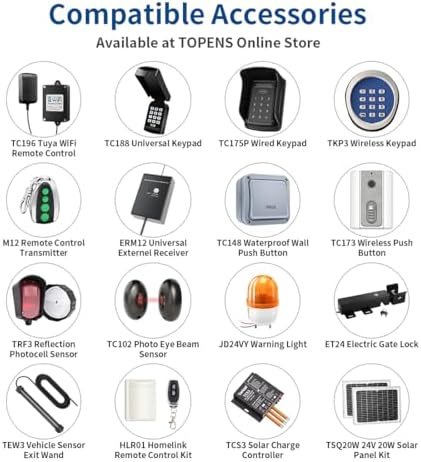 TOPENS TC196 Tuya Smart WiFi Bluetooth Gate Opener Controller for Swing Sliding Gates - App Remote iOS Android Compatibl
