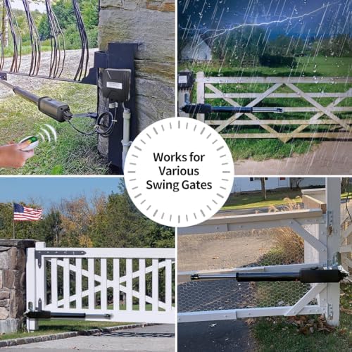 TOPENS A8131 Heavy Duty Swing Gate Opener for Driveways Up to 18ft with Remote Control Solar Compatible