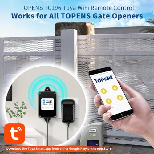 TOPENS TC196 Tuya Smart WiFi Bluetooth Gate Opener Controller for Swing Sliding Gates - App Remote iOS Android Compatibl
