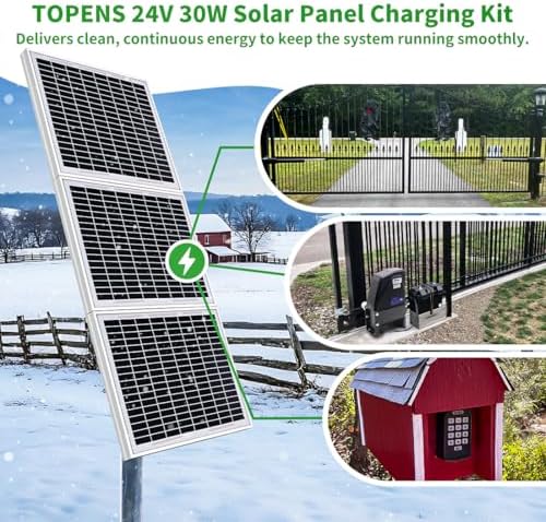 TOPENS TSP30W 30W 24V Monocrystalline Solar Panel Kit with Battery Charging Controller for RV, Gate Opener, Boat & Off-G