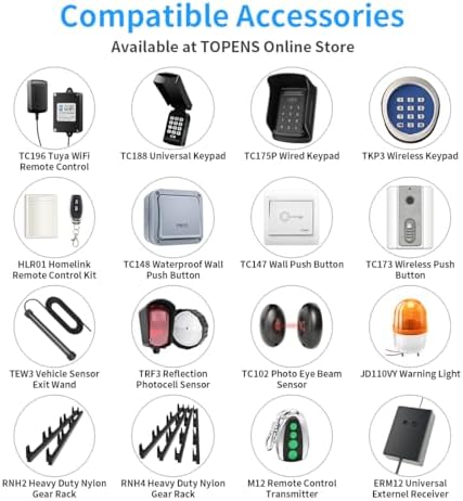 TOPENS RK1200T Automatic Sliding Gate Opener for Heavy Driveway Gates Up to 3400 lbs with Remote Control