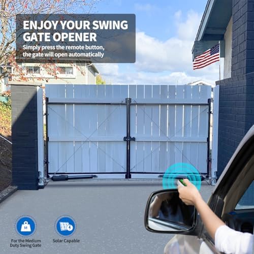 TOPENS PW502 Automatic Gate Opener for Dual Swing Gates Up to 16ft, AC Powered with Remote Kit Solar Compatible