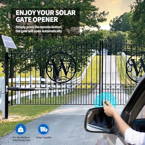 TOPENS Solar Automatic Swing Gate Opener for Dual Gates Up to 550lbs/16ft Each Leaf with Extra Solar Controller